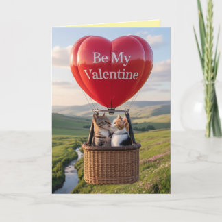 Cat Balloon Valentine's Day Card Feiertagskarte
