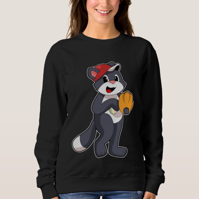 Cat Baseball Baseball glove Sports Sweatshirt (Vorderseite)