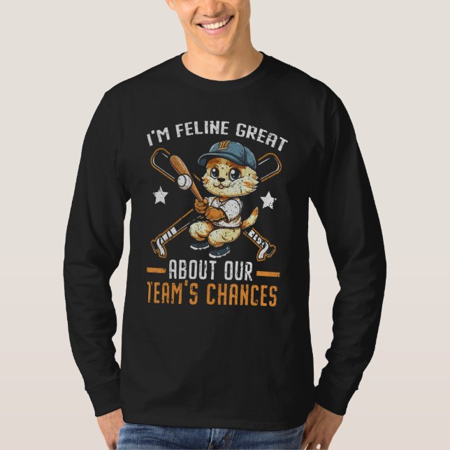 Cat Baseball Lover Baseball Player Sport Kitty Meo T-Shirt (Vorderseite)