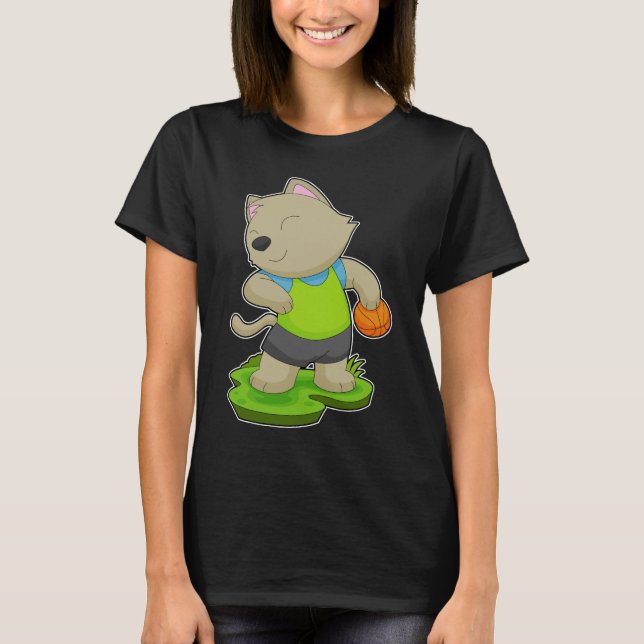 Cat Basketball-Spieler Basketball T-Shirt (Vorderseite)