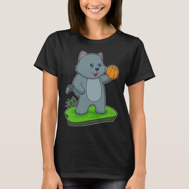 Cat Basketball-Spieler Basketball T-Shirt (Vorderseite)