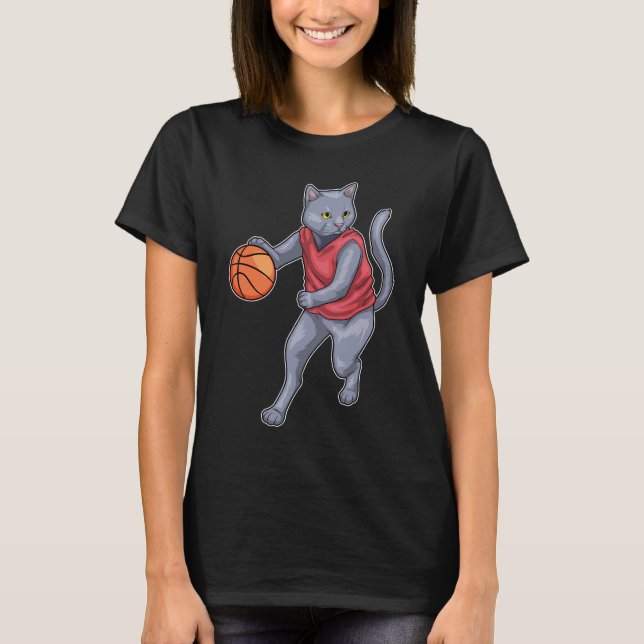 Cat Basketball-Spieler Basketball T-Shirt (Vorderseite)