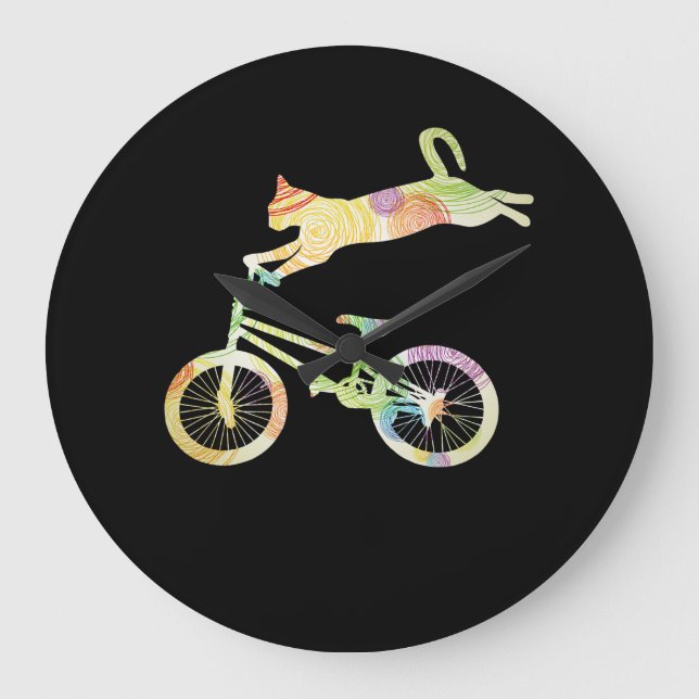 Cat Bike Cycling Bicycle  - Your Gift Collection Große Wanduhr (Vorderseite)
