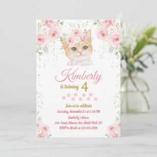 Cat Birthday Einladung Kitten Party Pawty Girl