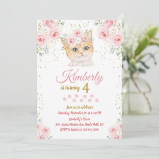 Cat Birthday Einladung Kitten Party Pawty Girl