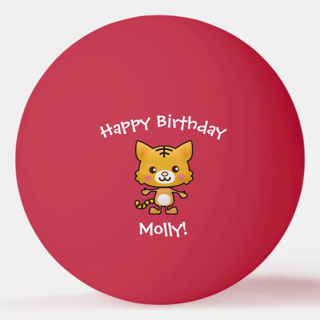 Cat Birthday Niedlich Happy Cartoon Geschenk Tischtennisball (Vorderseite)