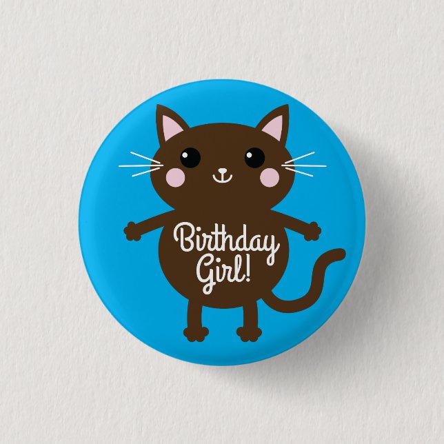Cat Birthday Party Button (Vorderseite)