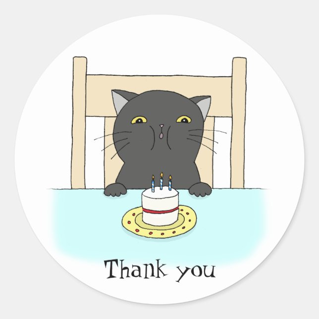 Cat Birthday Party Gefallen Sticker Funny Danke (Vorderseite)