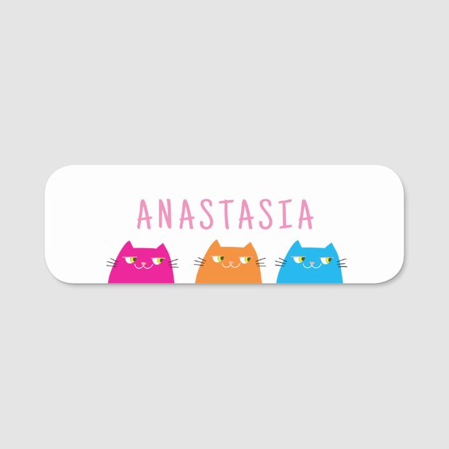 Cat Birthday Party Namensschild (Vorderseite)