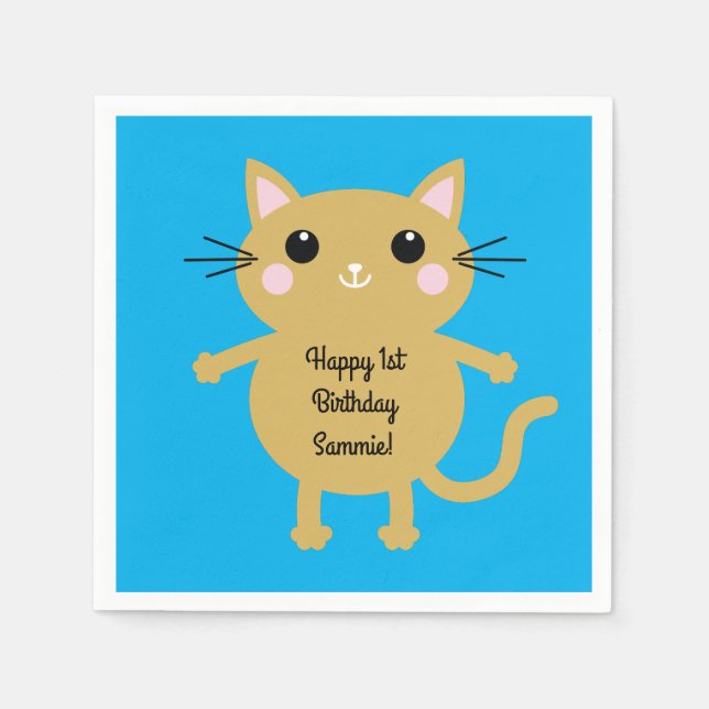 Cat Birthday Party Serviette (Vorderseite)