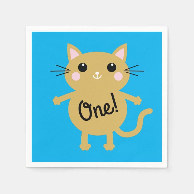 Cat Birthday Party Serviette (Vorderseite)