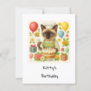 Cat Birthday Party zum Thema Kuchen Postkarte