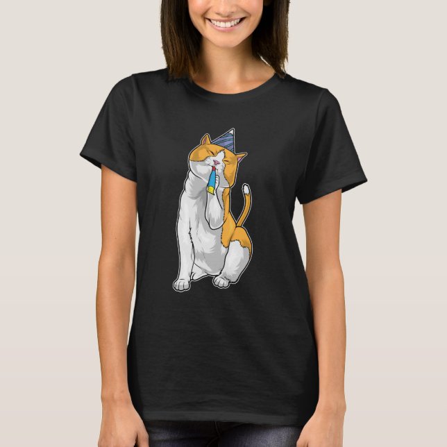 Cat Birthday Trumpet T-Shirt (Vorderseite)