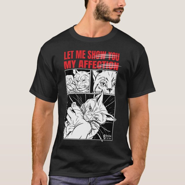 Cat Bite Zuneigung Men Black Shirt (Vorderseite)