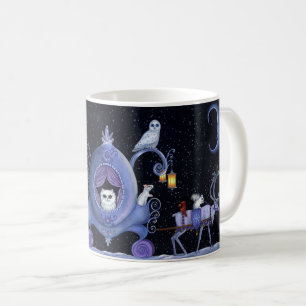 Cat Blue Carriage Winter Snowy Owl White Deh Niedl Kaffeetasse