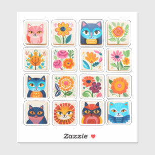 Cat Blume Cat Rose Aufkleber