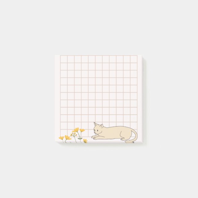 Cat Blume Grid Post-it Klebezettel (Vorderseite)