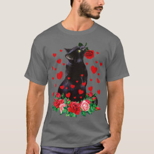 Cat Blume Valentinstag Niedlich Kitten Liebe P T-Shirt