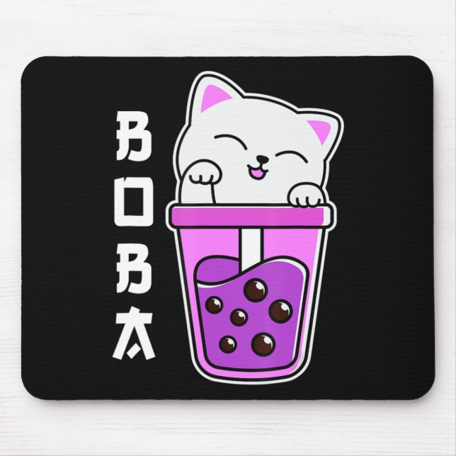 Cat Boba Anime Bubble Tea Neko Girls Kawaii Girls Mousepad (Vorne)