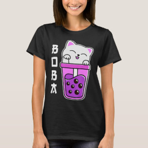 Cat Boba Anime Bubble Tea Neko Girls Kawaii Girls T-Shirt