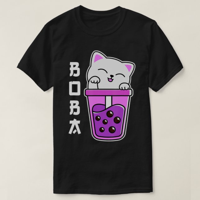 Cat Boba Anime Bubble Tea Neko Girls Kawaii Girls T-Shirt (Design vorne)