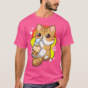 Cat Boba Bubble Milk Tea Kawaii Anime Neko Niedlic T-Shirt