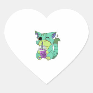Cat Boba Tea Anime Kawaii Graphic Pastel Goth Hall Herz-Aufkleber