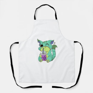 Cat Boba Tea Anime Kawaii Graphic Pastel Goth Hall Schürze