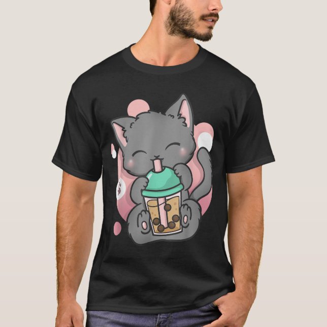 Cat Boba Tea Bubble Tea Anime Kawaii Neko_10 T-Shirt (Vorderseite)