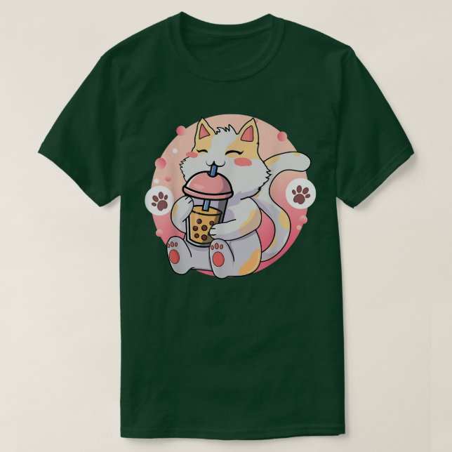 Cat Boba Tea Bubble Tea Anime Kawaii Neko 566 T-Shirt (Design vorne)