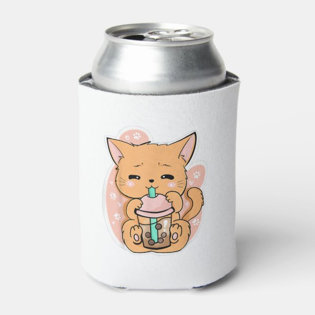 Cat Boba Tea Bubble Tea Anime Kawaii Neko Niedlich Dosenkühler (Kanne Vorderseite)