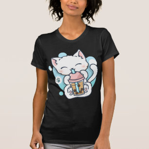 Cat Boba Tea Bubble Tea Kawaii Anime Japanischer N T-Shirt