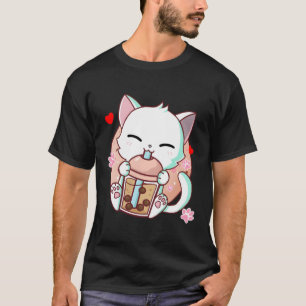 Cat Boba Tea Bubble Tea Kawaii Anime Japanischer N T-Shirt