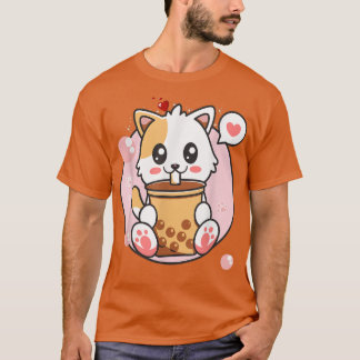 Cat Boba Tea Bubble Tea Kawaii Anime Japanisches M T-Shirt