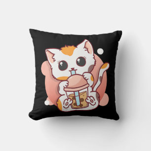 Cat Boba Tea Bubble Tea Kawaii Anime Neko für Mädc Kissen