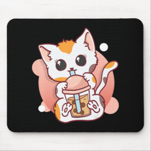 Cat Boba Tea Bubble Tea Kawaii Anime Neko für Mädc Mousepad