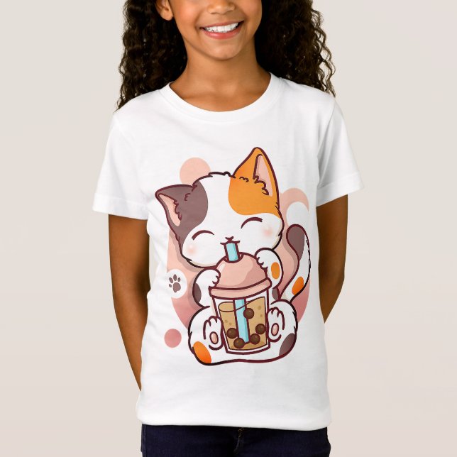Cat Boba Tea Bubble Tee Anime Kawaii Neko für Mädc (Vorderseite)