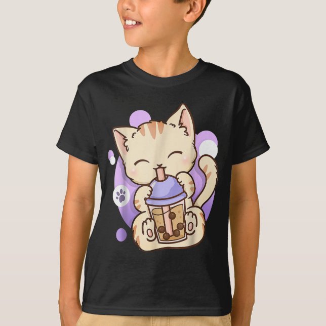 Cat Boba Tea Bubble Tee Anime Kawaii Neko für Mädc (Vorderseite)