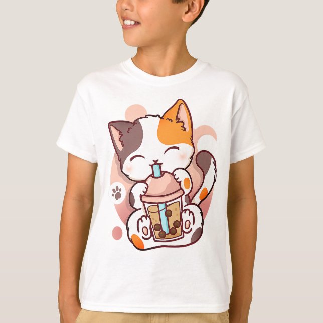 Cat Boba Tea Bubble Tee Anime Kawaii Neko für Mädc (Vorderseite)