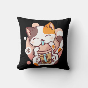 Cat Boba Tea Bubble Tee Anime Kawaii Neko für Mädc Kissen