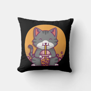 Cat Boba Tea Bubble Tee Anime Kawaii Neko Geschenk Kissen