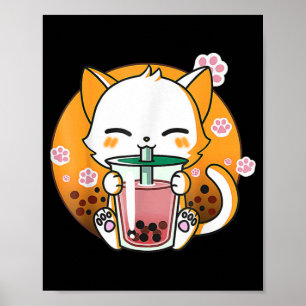 Cat Boba Tea Bubble Tee Anime Kawaii Neko Geschenk Poster