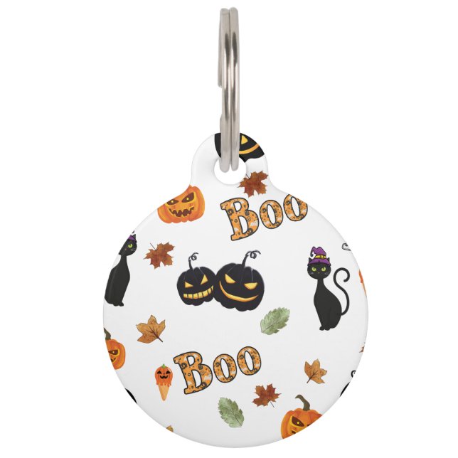 Cat Boo Halloween Haustiermarke (Vorderseite)