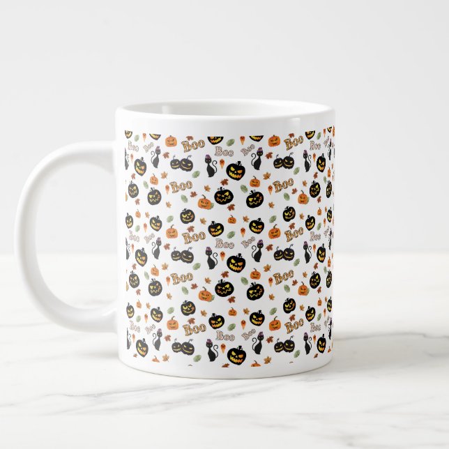 Cat Boo Halloween Jumbo-Tasse (Links)