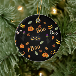Cat Boo Halloween Keramik Ornament