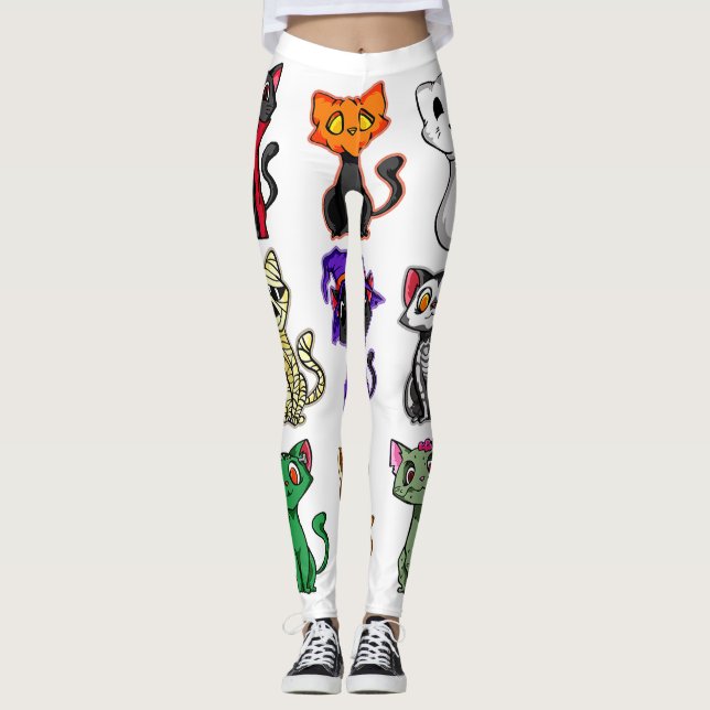 Cat Boo Halloween Leggings (Vorderseite)