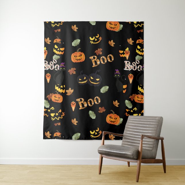 Cat Boo Halloween Wandteppich (Beispiel)