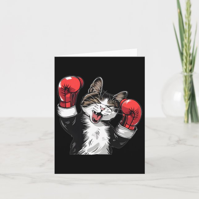 Cat Boxing Champion Funny Niedlich Kitten Fighter Karte (Vorderseite)