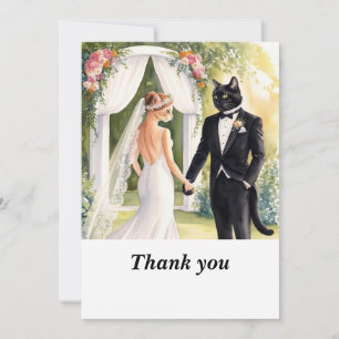 Cat Bride and Groom am Hochzeitstag Dankeskarte