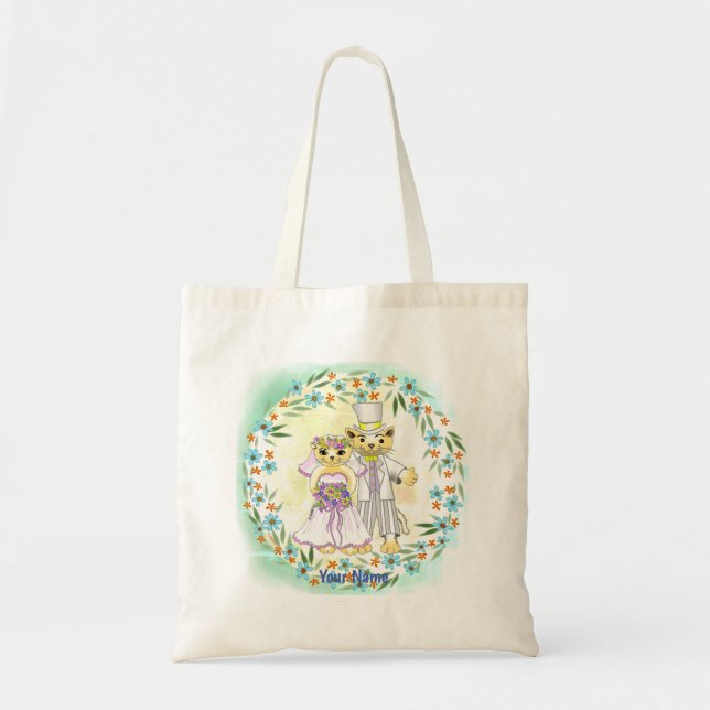 Cat Bride and Groom Hochzeitstasche Tragetasche (Vorne)